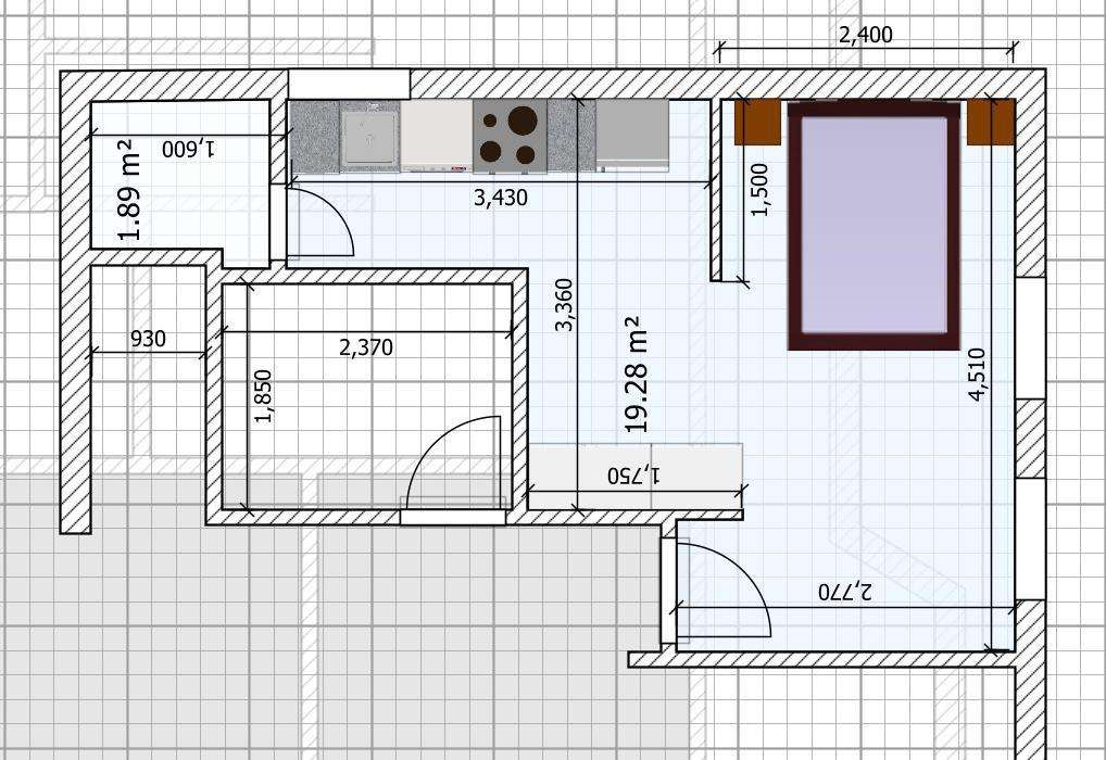 Studio flat to rent - floorplan