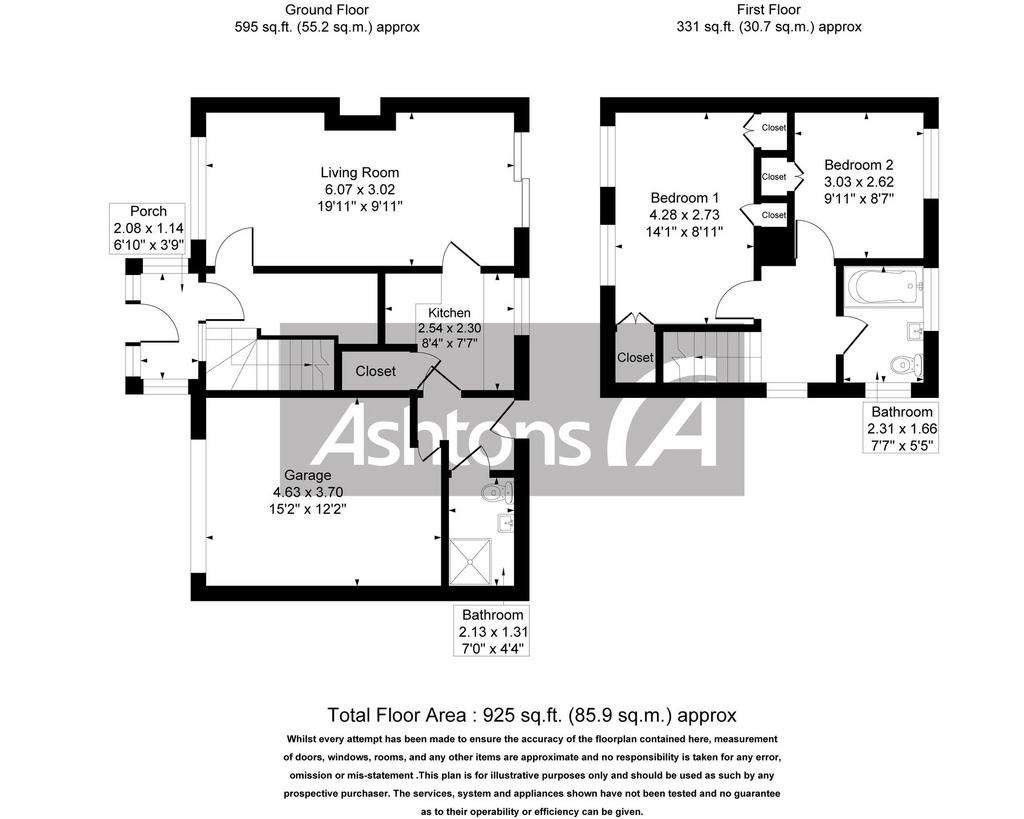 2 bedroom semi-detached house for sale - floorplan