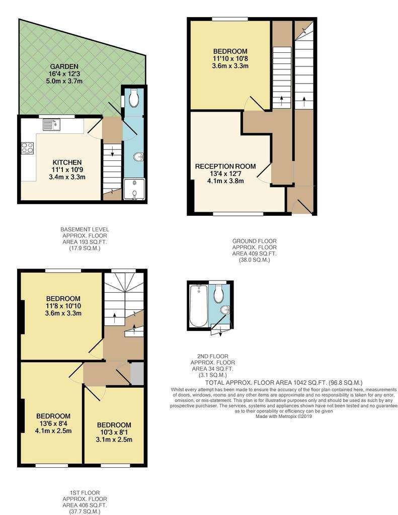 4 bedroom terraced house to rent - floorplan