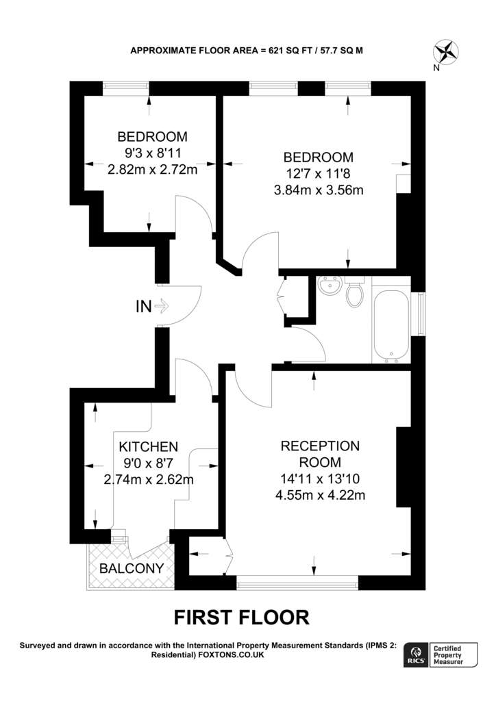 2 bedroom flat to rent - floorplan