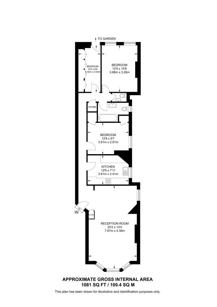 3 bedroom flat to rent - floorplan