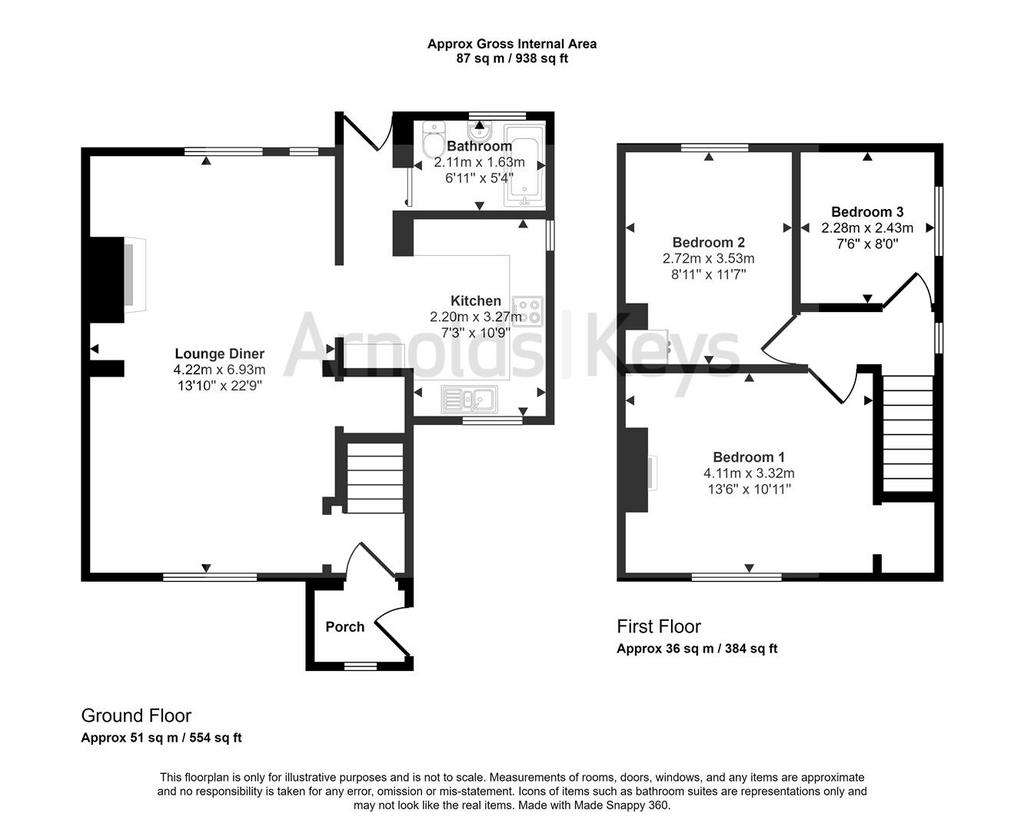 3 bedroom semi-detached house for sale - floorplan