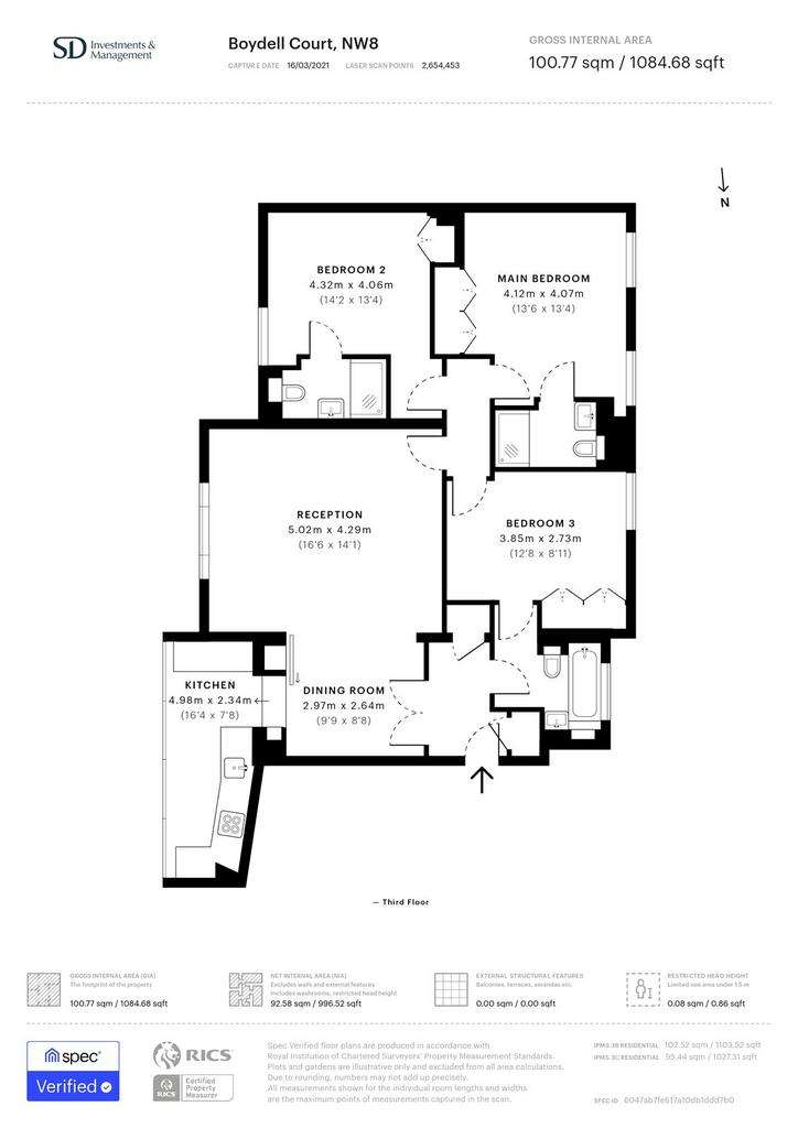 3 bedroom flat to rent - floorplan