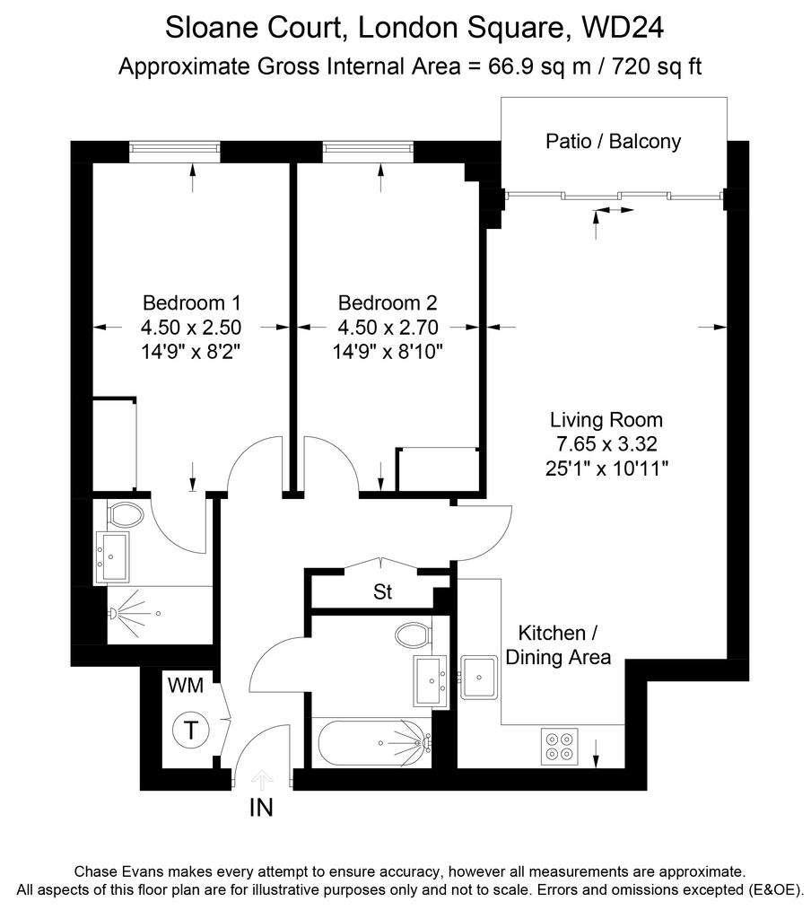 2 bedroom flat to rent - floorplan