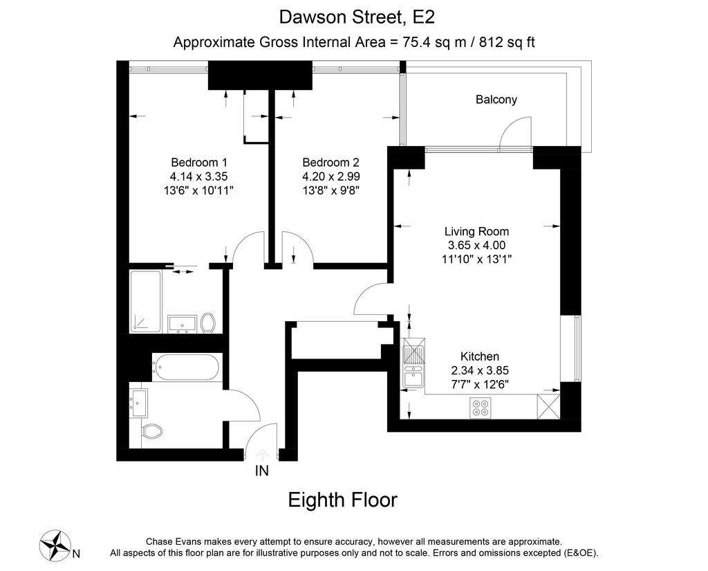 2 bedroom flat to rent - floorplan