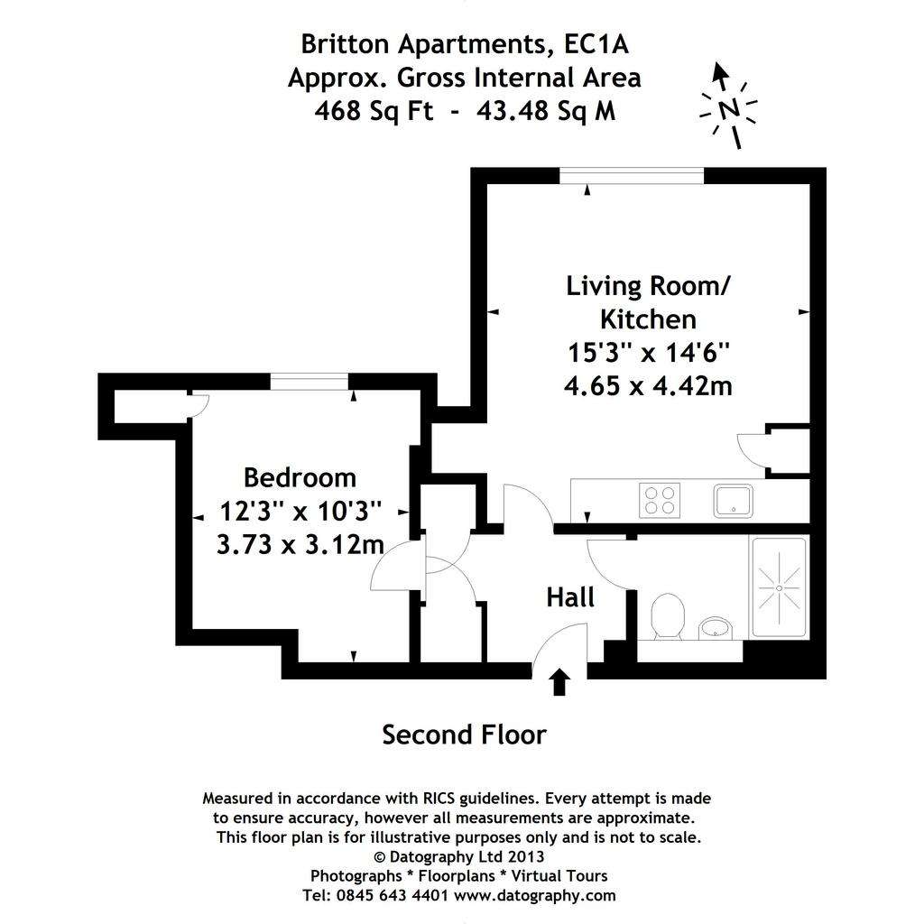 1 bedroom flat to rent - floorplan