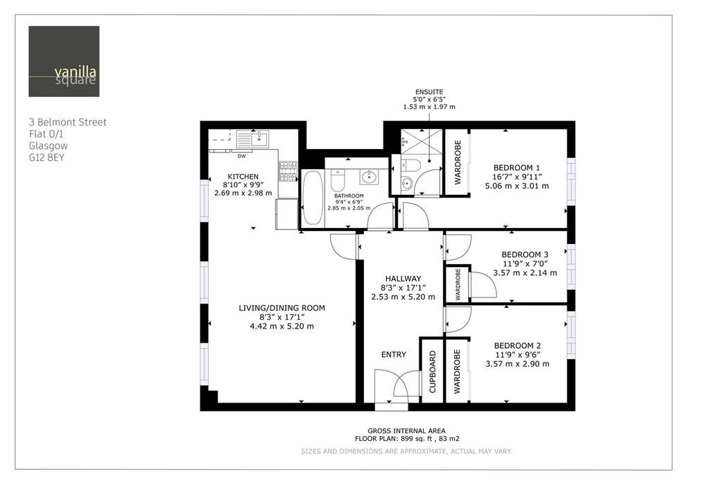 3 bedroom flat for sale - floorplan