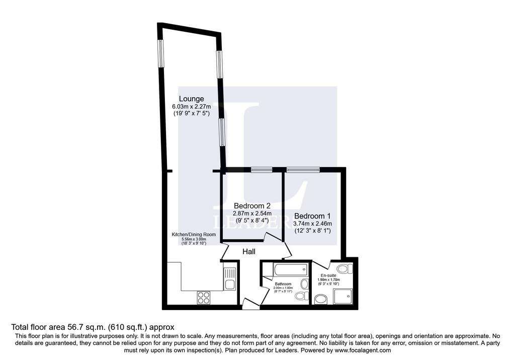 2 bedroom flat to rent - floorplan