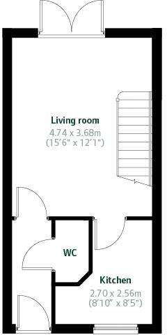 2 bedroom terraced house for sale - floorplan