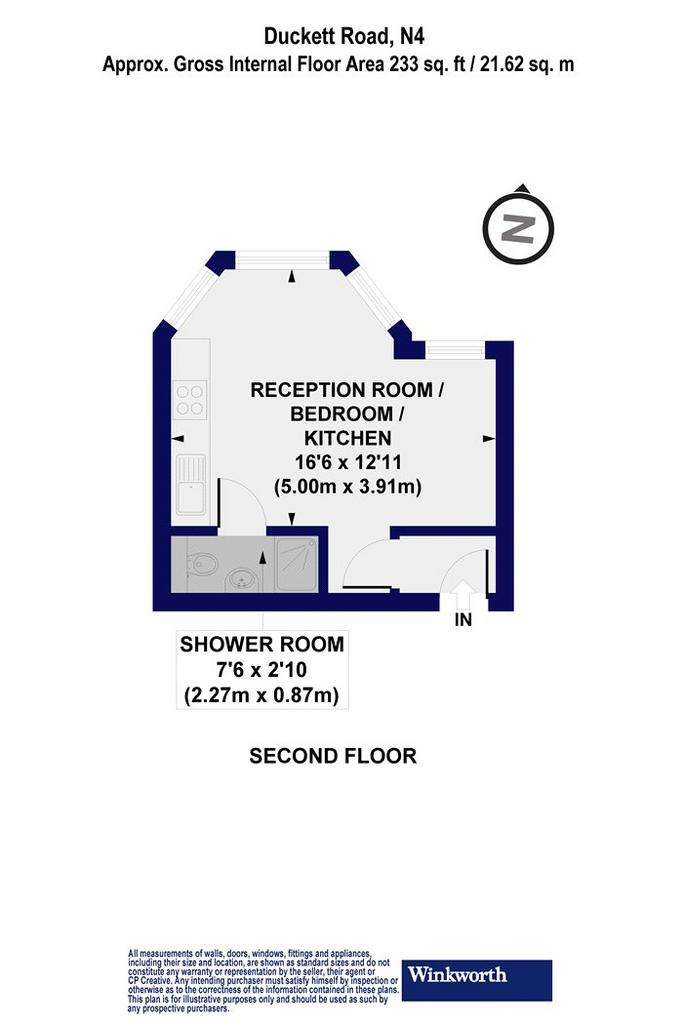 Studio flat to rent - floorplan