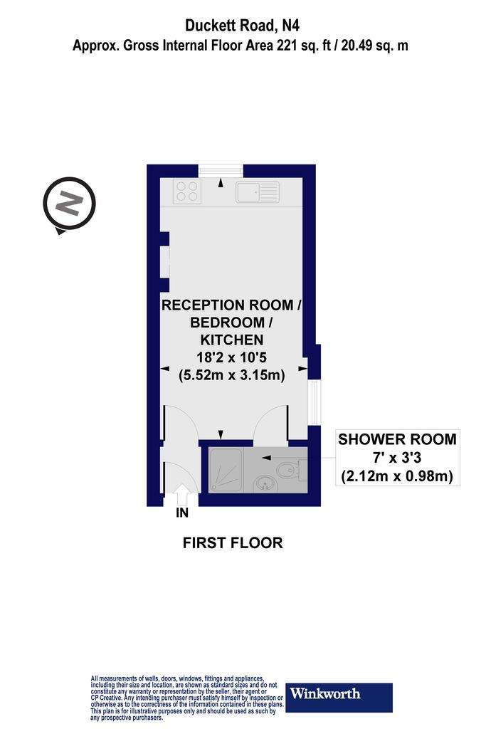 Studio flat to rent - floorplan