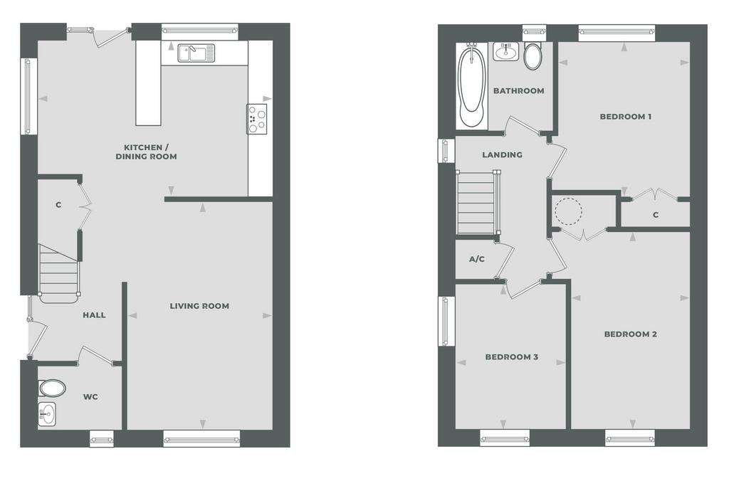 3 bedroom end of terrace house for sale - floorplan