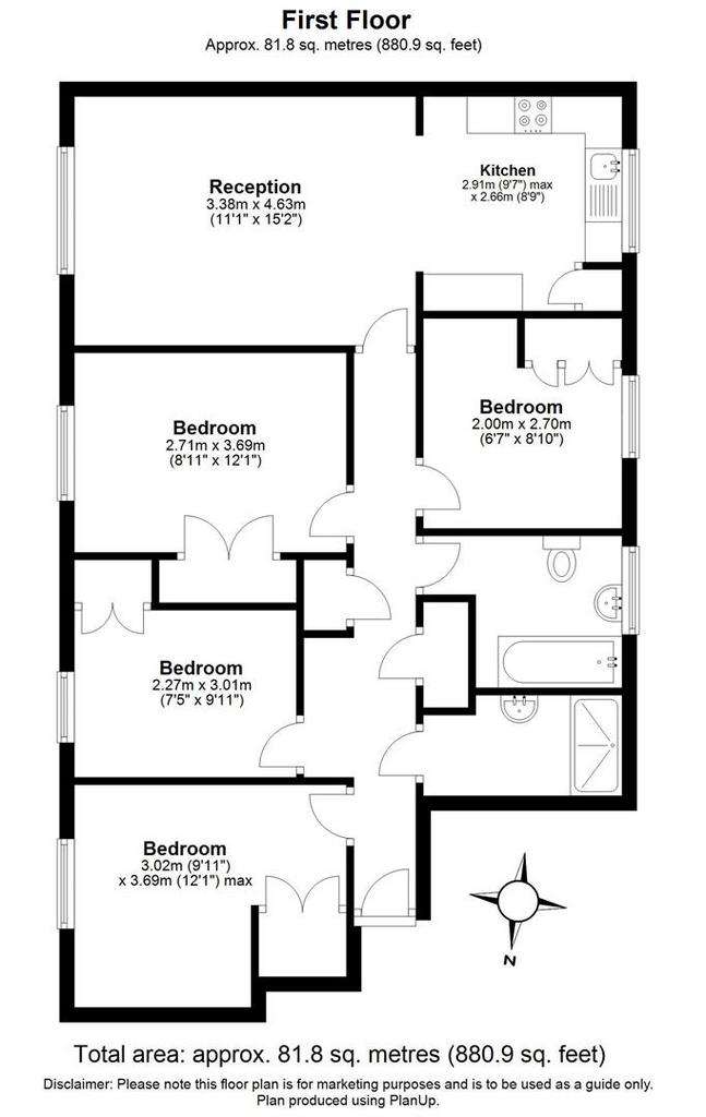 4 bedroom flat to rent - floorplan