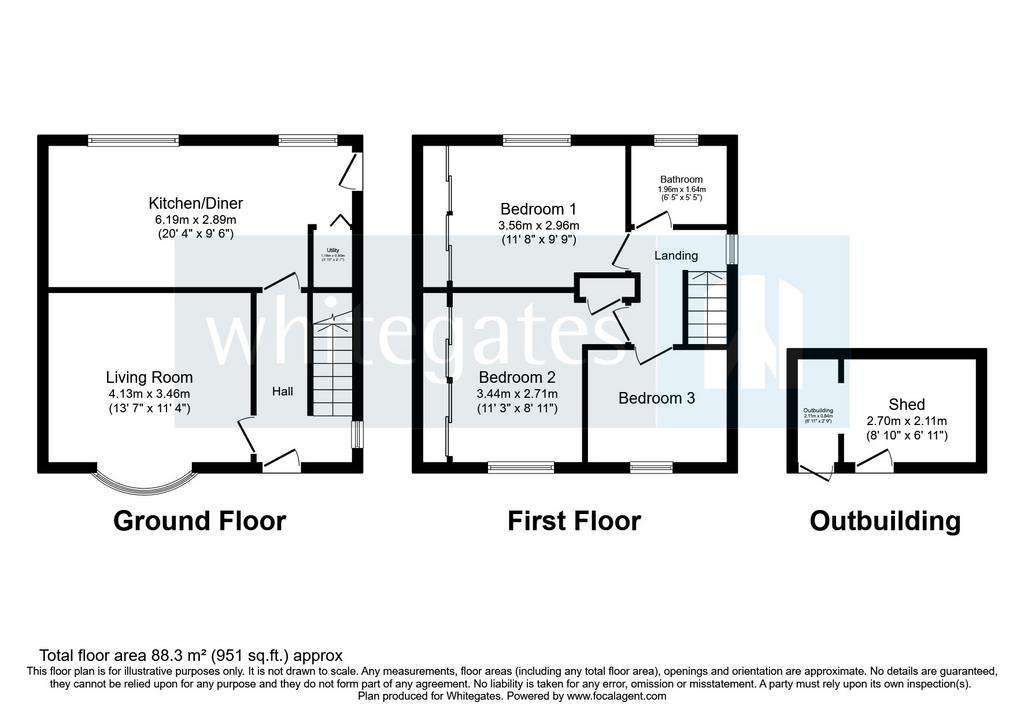 3 bedroom semi-detached house for sale - floorplan