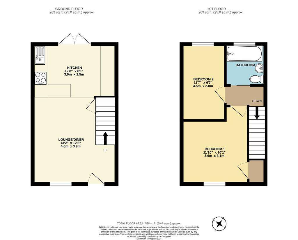 2 bedroom terraced house for sale - floorplan