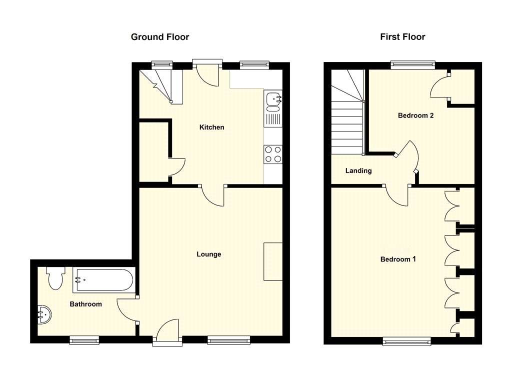 2 bedroom semi-detached house to rent - floorplan