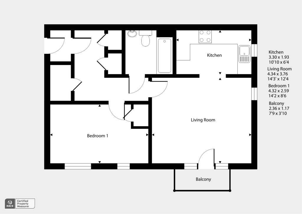 1 bedroom flat for sale - floorplan