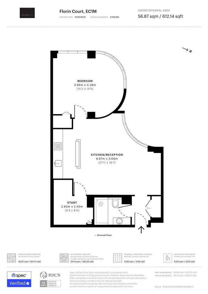 1 bedroom flat to rent - floorplan