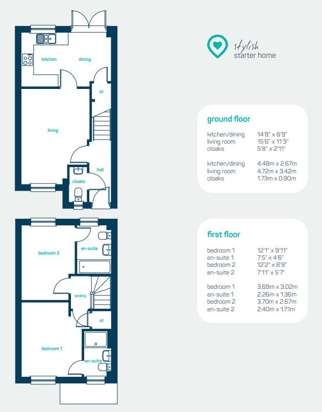 2 bedroom semi-detached house for sale - floorplan