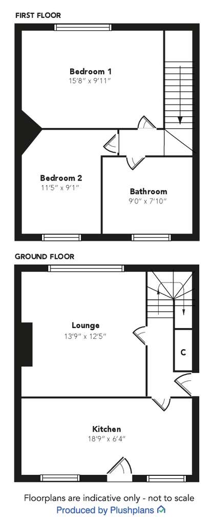 2 bedroom semi-detached house for sale - floorplan