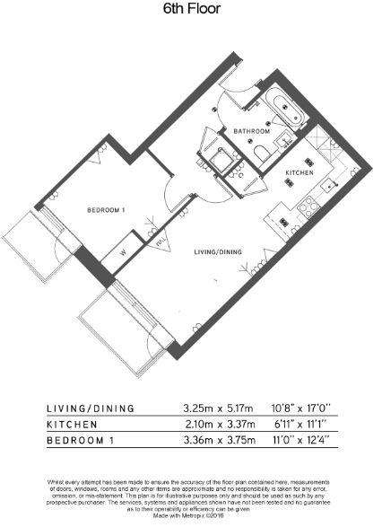 1 bedroom flat to rent - floorplan