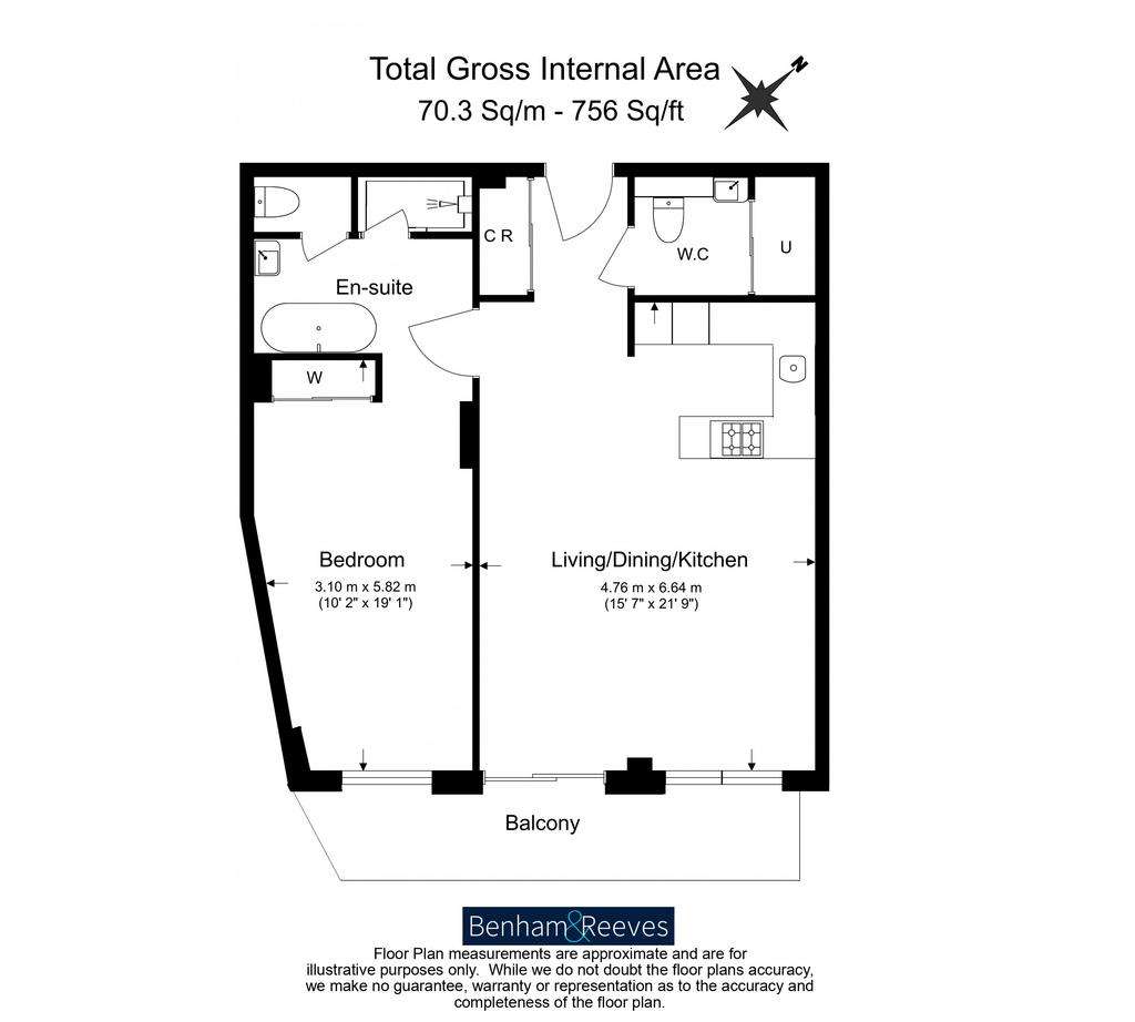 1 bedroom flat to rent - floorplan