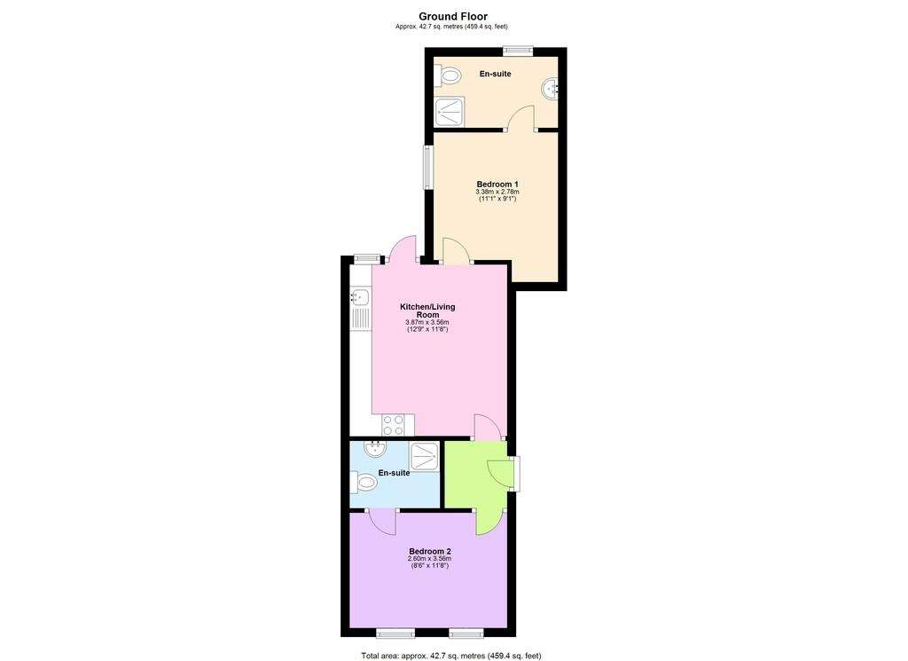 2 bedroom flat to rent - floorplan