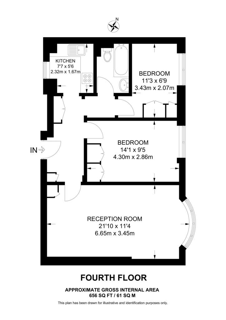 2 bedroom flat to rent - floorplan