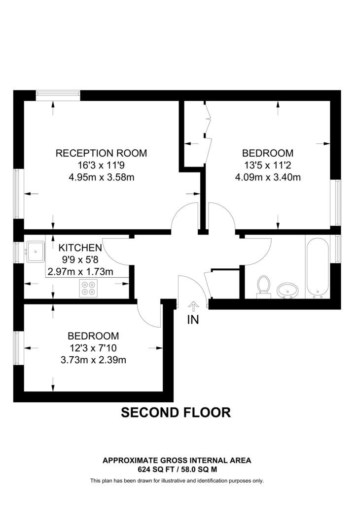 2 bedroom flat to rent - floorplan