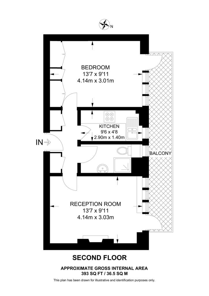 1 bedroom flat to rent - floorplan