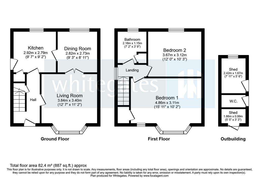 2 bedroom semi-detached house for sale - floorplan