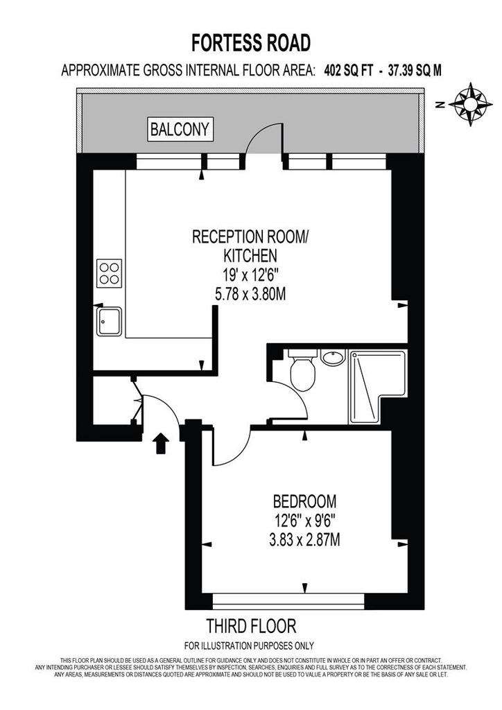 1 bedroom flat to rent - floorplan