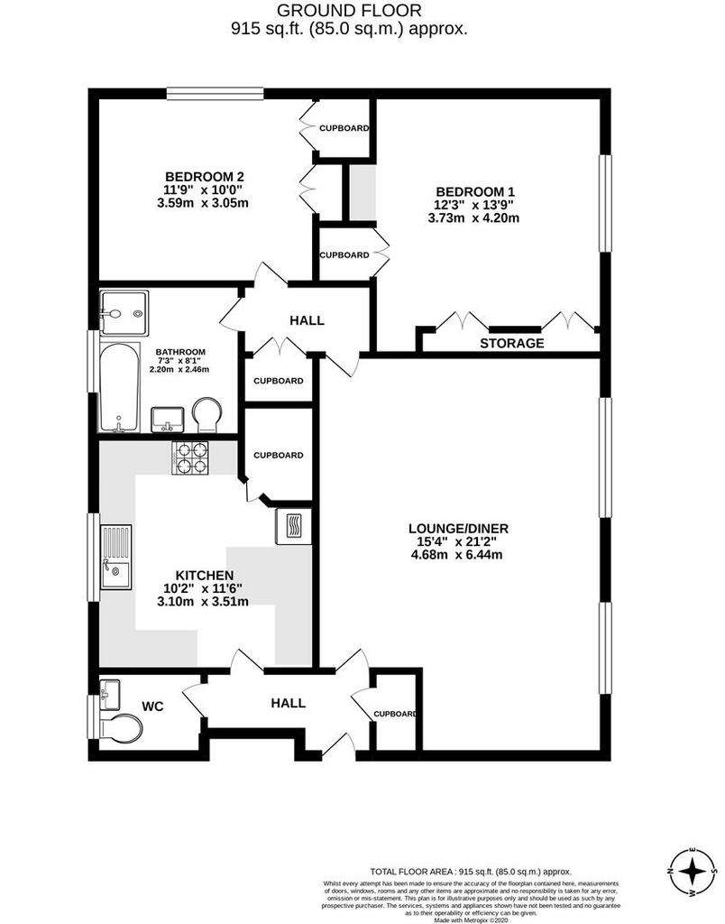 2 bedroom flat to rent - floorplan