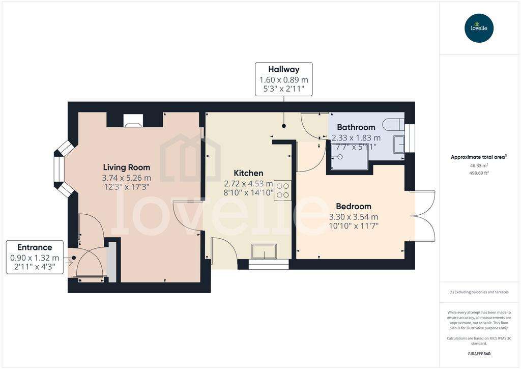 1 bedroom semi-detached bungalow for sale - floorplan