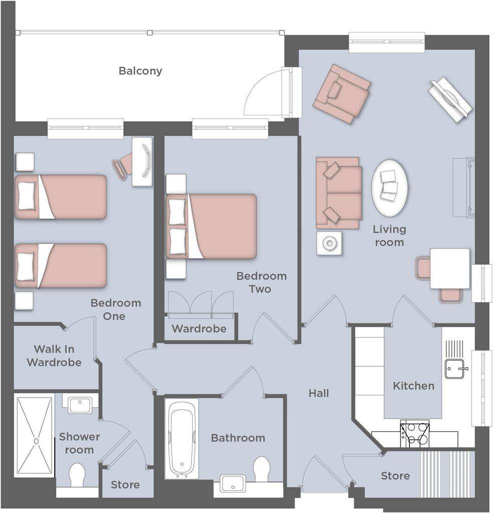 2 bedroom retirement property for sale - floorplan