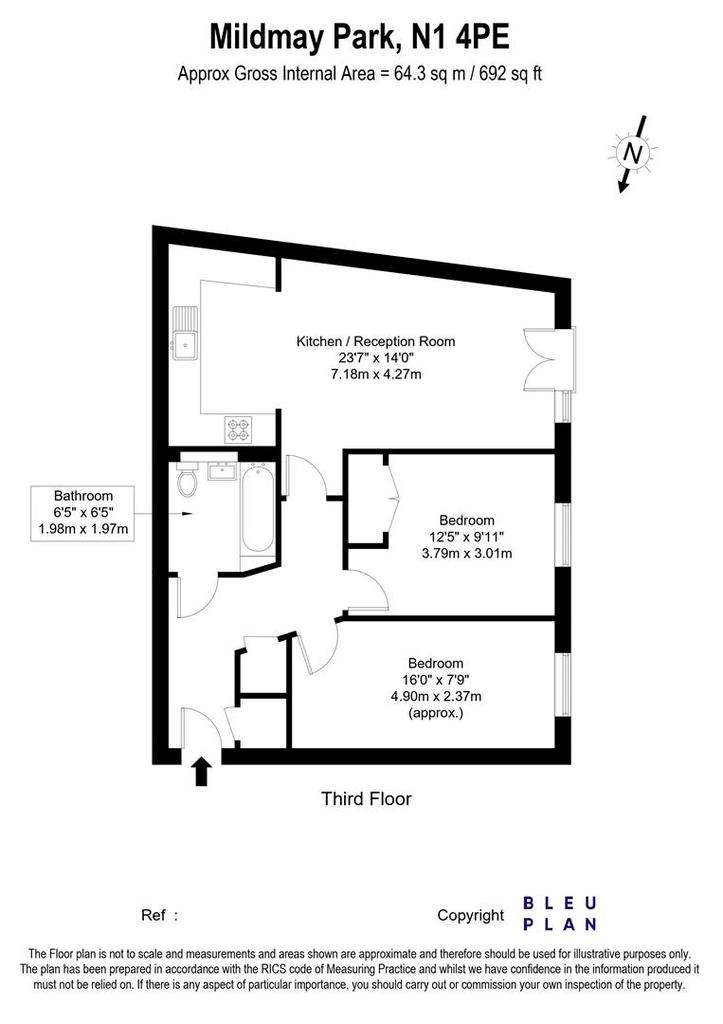 2 bedroom flat to rent - floorplan