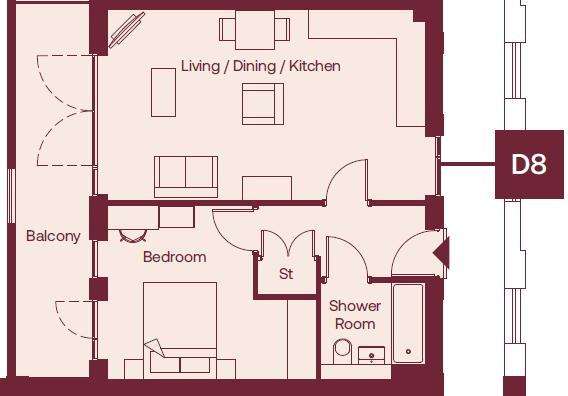 1 bedroom flat for sale - floorplan