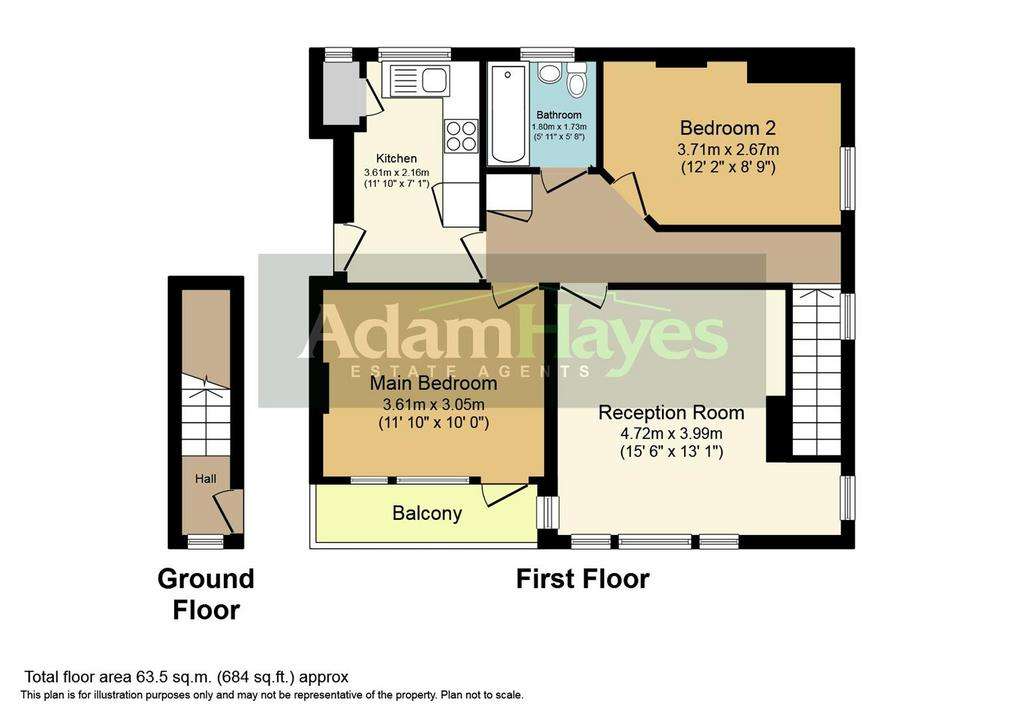 2 bedroom maisonette to rent - floorplan