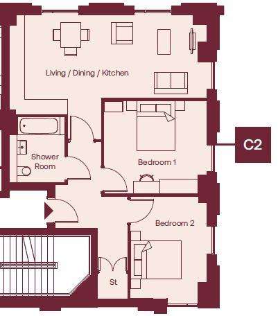 2 bedroom flat for sale - floorplan