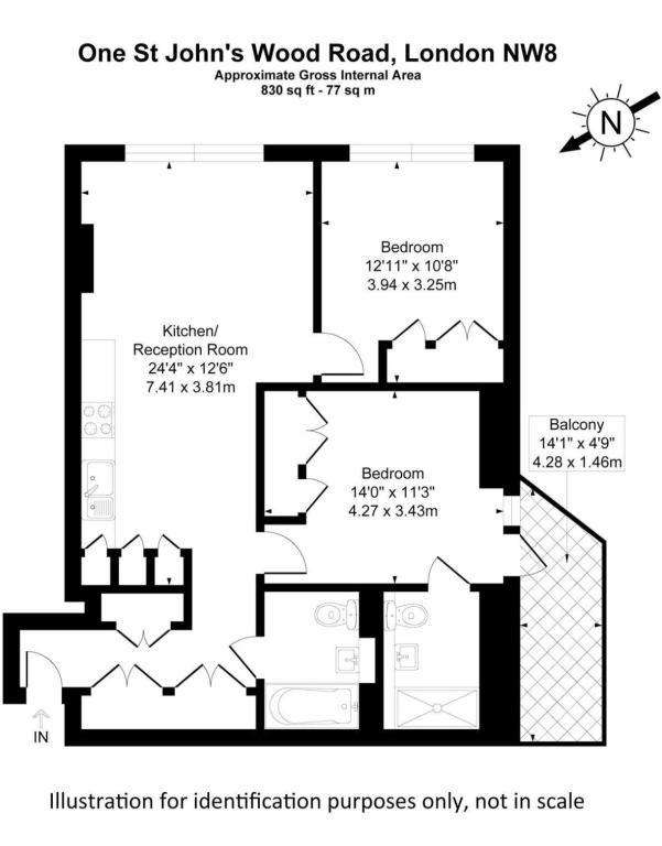 2 bedroom flat to rent - floorplan