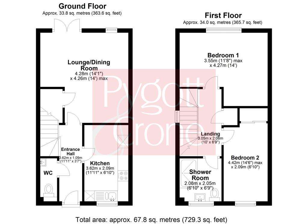 2 bedroom end of terrace house for sale - floorplan