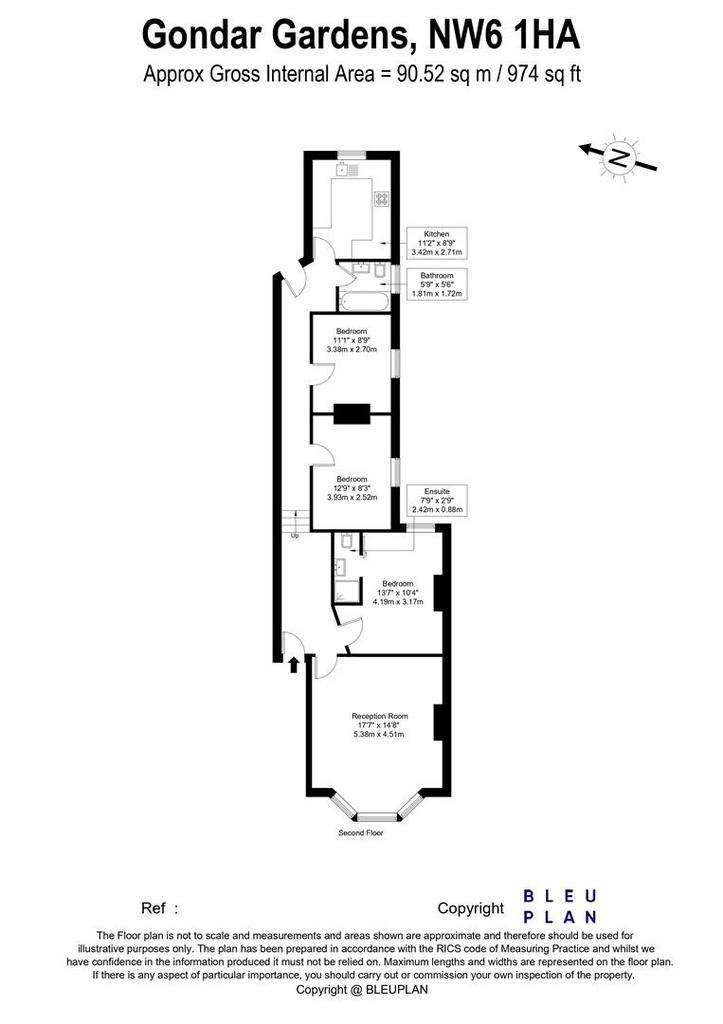 3 bedroom flat to rent - floorplan