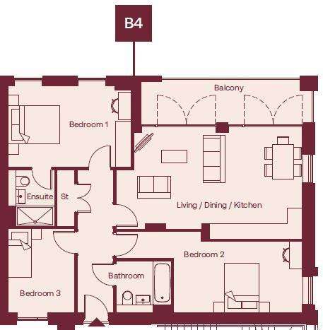 3 bedroom flat for sale - floorplan