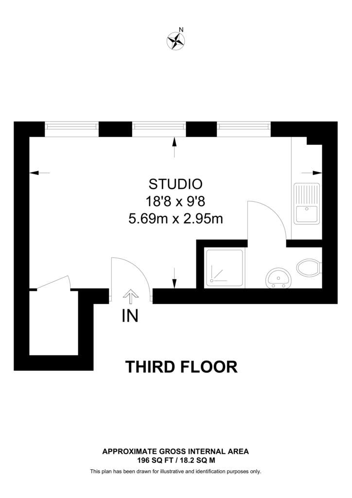 Studio flat to rent - floorplan