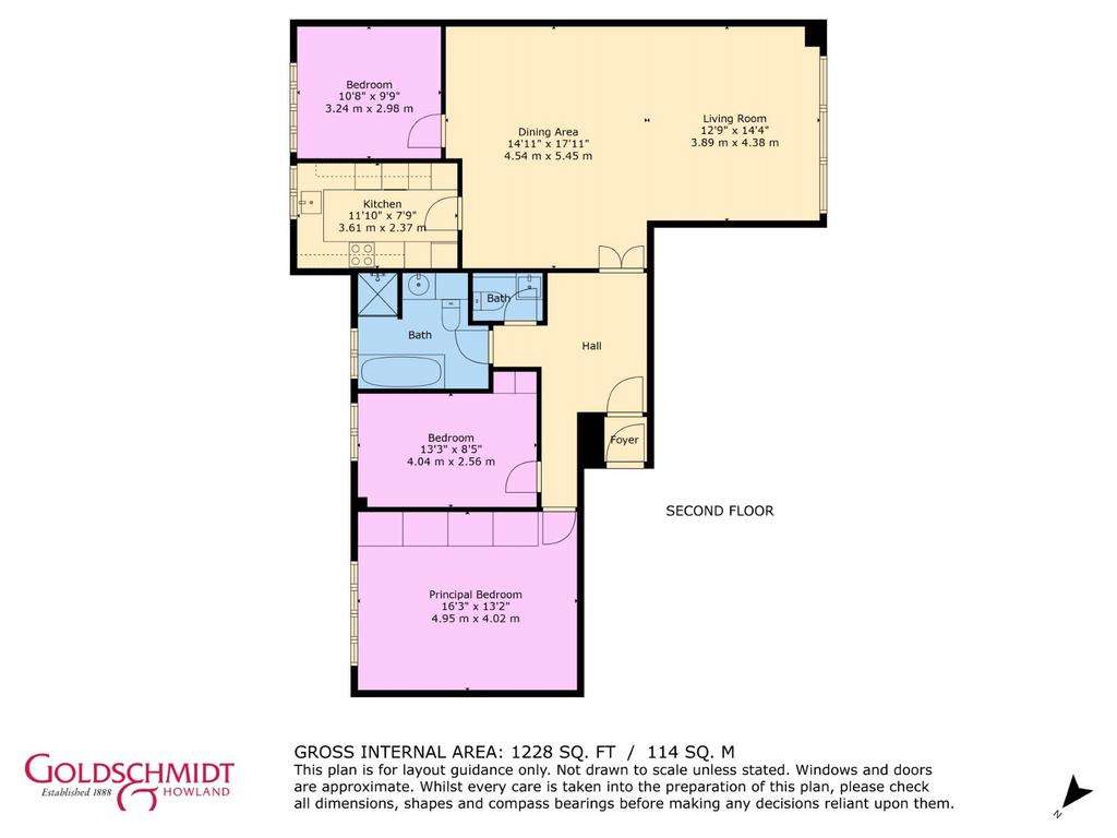 3 bedroom flat for sale - floorplan