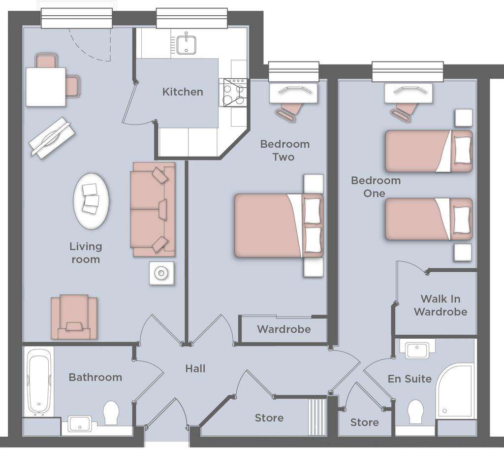 2 bedroom retirement property for sale - floorplan