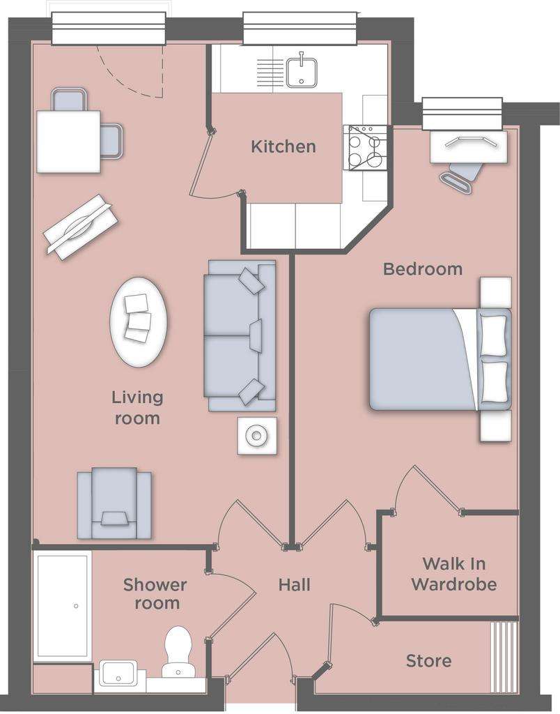 1 bedroom retirement property for sale - floorplan