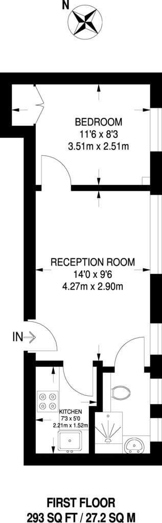 1 bedroom flat to rent - floorplan