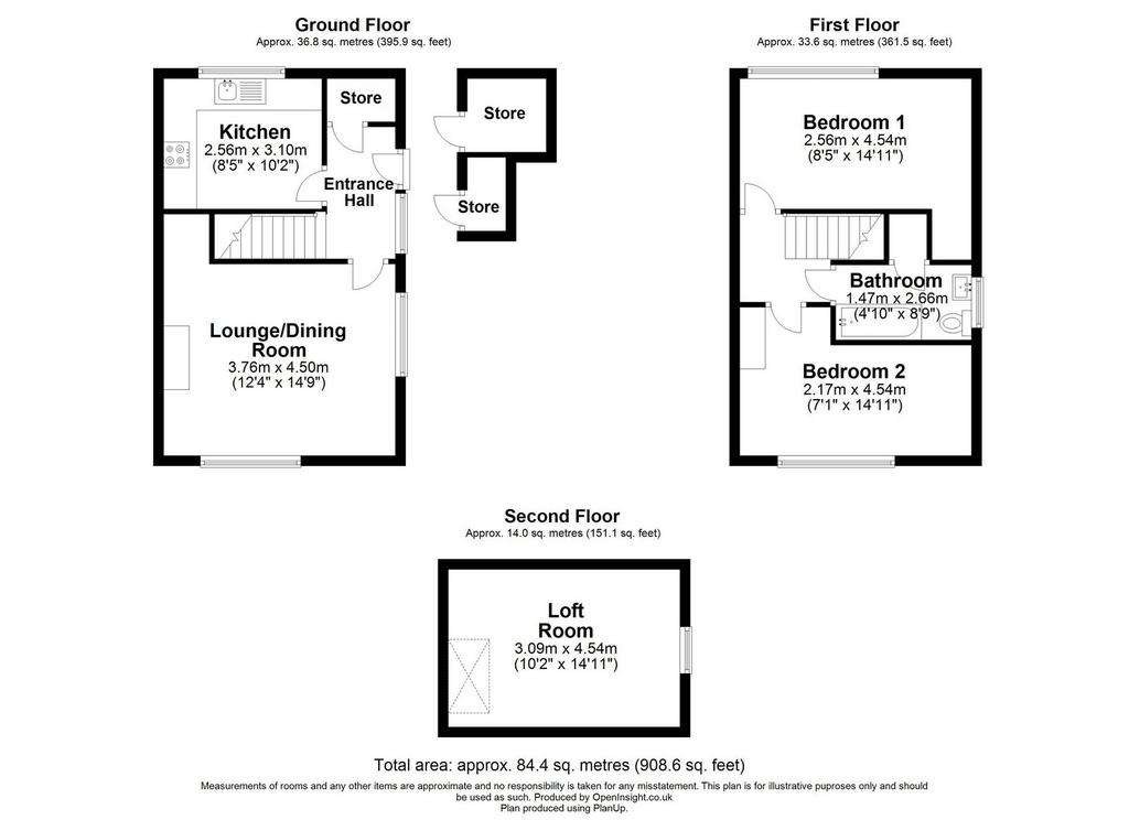 2 bedroom semi-detached house for sale - floorplan