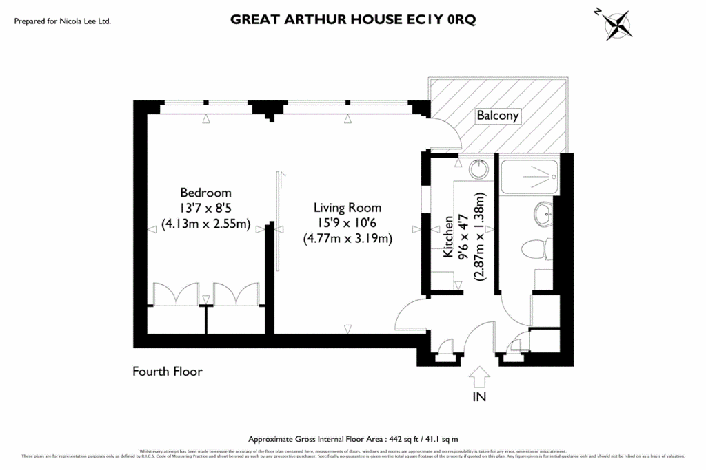 1 bedroom flat to rent - floorplan